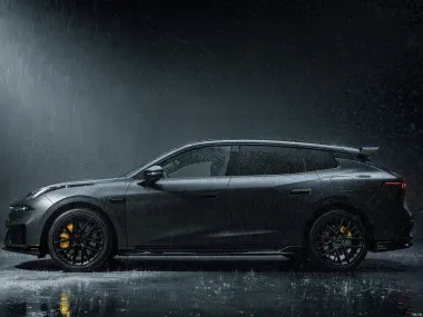 Lynk & Co 07 GT 2026 — вид сбоку, матовый серый кузов